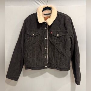 Levi's Dark Gray Denim Jacket with Cream Collar